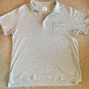 Billy Reid - Grey & White striped polo-style shirt
